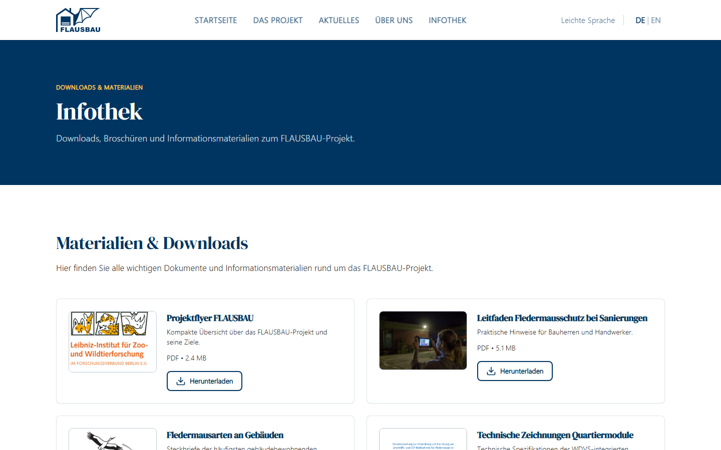 Website für FLAUSBAU: Fledermausschutz und Gebäudesanierung Einblick 4